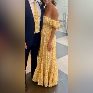 Chic Long Sleeve Yellow Floral Dress